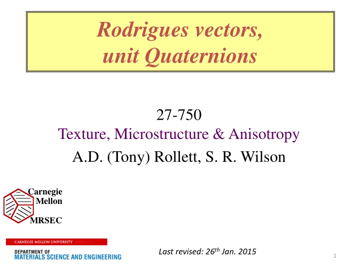 rodrigues vectors unit quaternions n.w