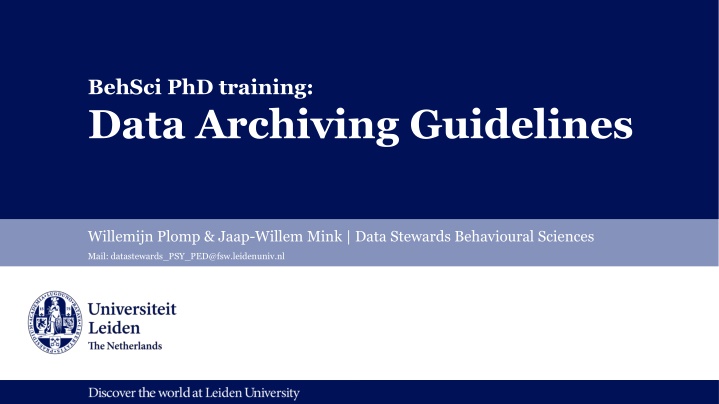 behsci phd training data archiving guidelines n.w