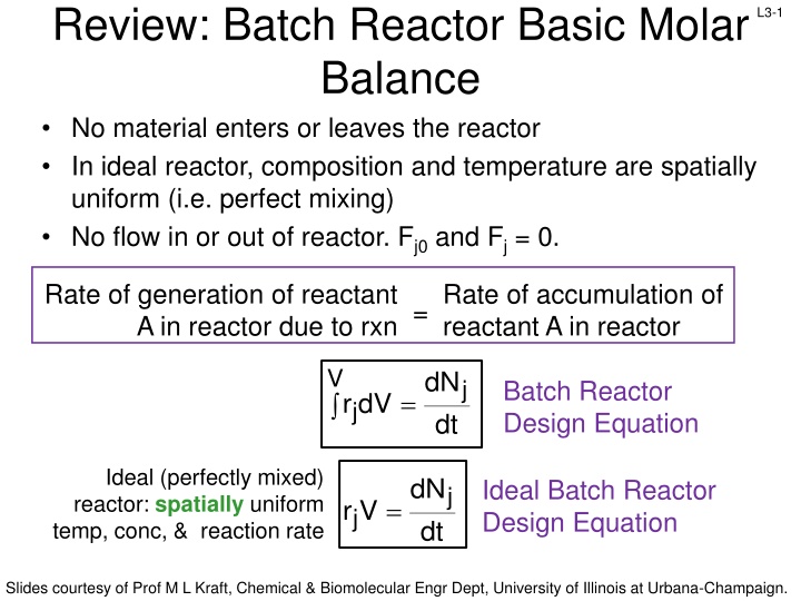 review batch reactor basic molar balance n.w
