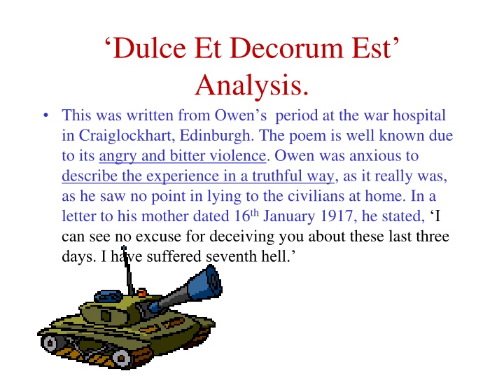 dulce et decorum est analysis this was written n.w
