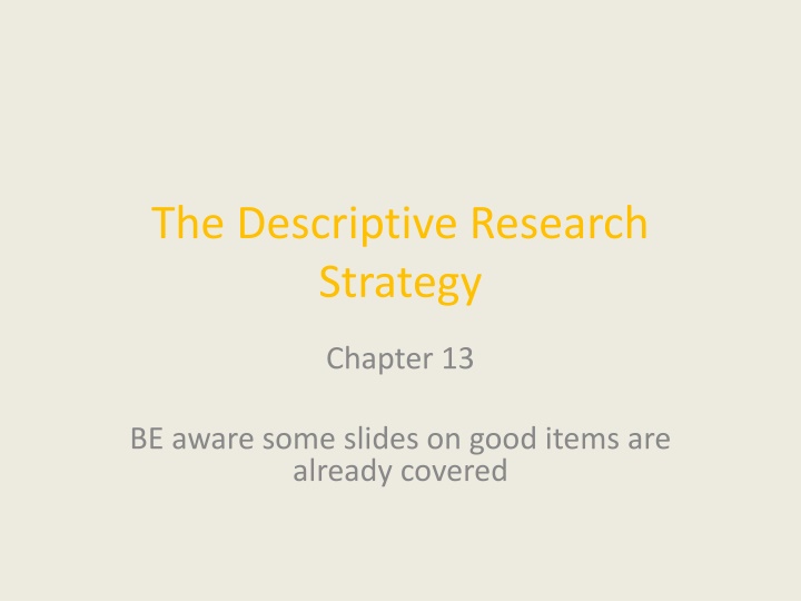 the descriptive research strategy n.w
