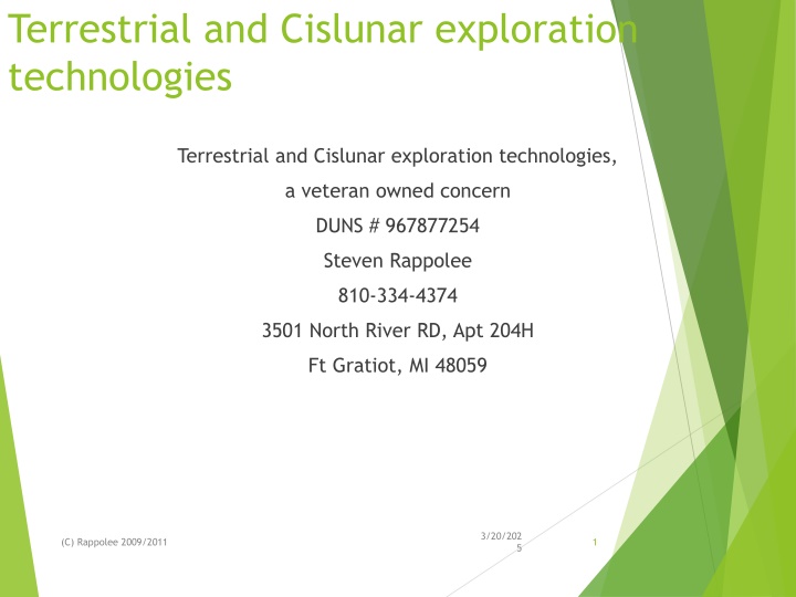 terrestrial and cislunar exploration technologies n.w