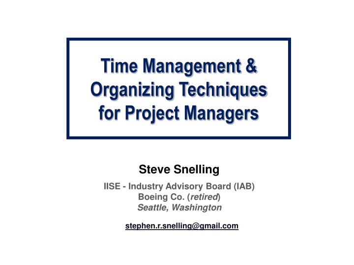 time management organizing techniques for project n.w