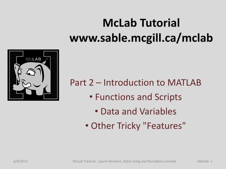 mclab tutorial www sable mcgill ca mclab n.w