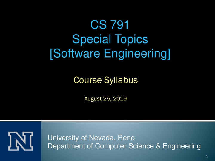 CS 791 Software Engineering Syllabus