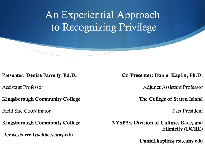 an experiential approach to recognizing privilege n.w