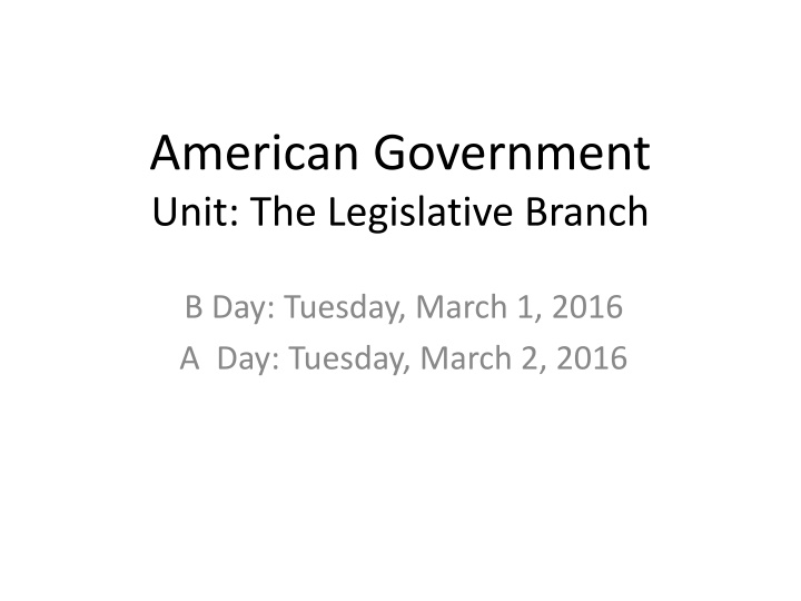 american government unit the legislative branch n.w