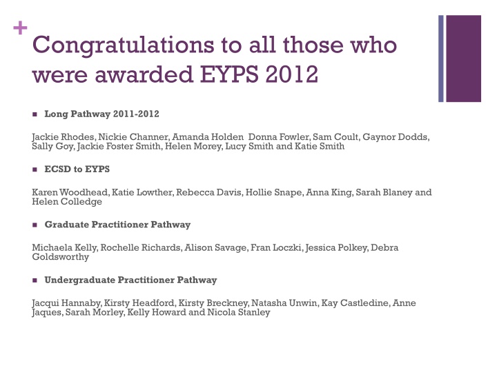 congratulations to all those who were awarded n.w