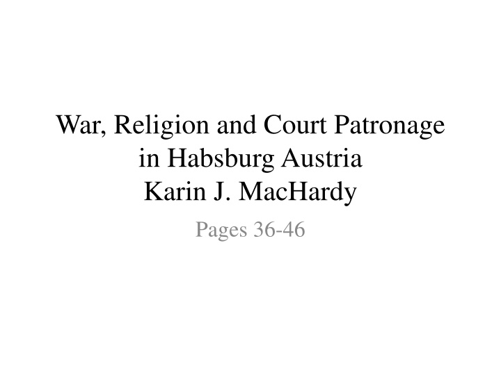 war religion and court patronage in habsburg n.w