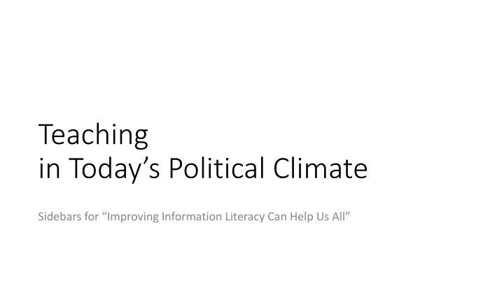 teaching in today s political climate n.w