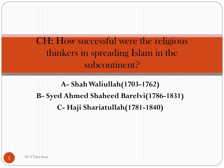 ch how successful were the religious thinkers n.w