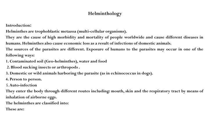 helminthology n.w