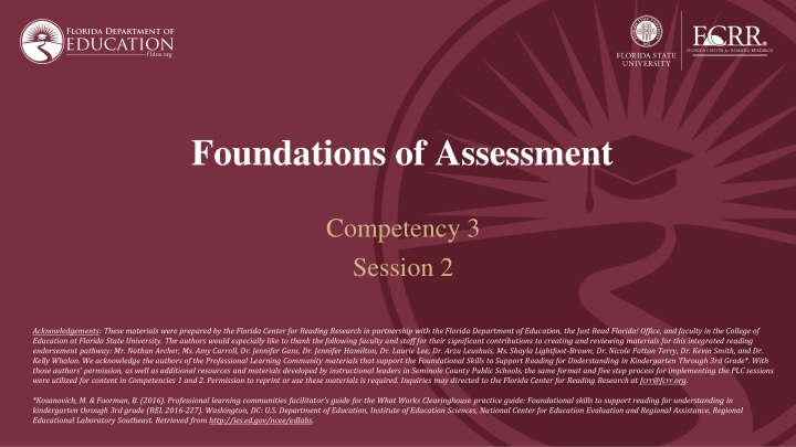foundations of assessment n.w