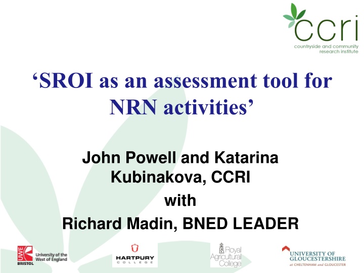 sroi as an assessment tool for nrn activities n.w