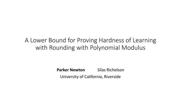 a lower bound for proving hardness of learning n.w