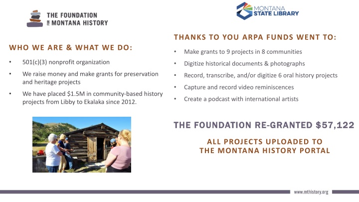 thanks to you arpa funds went to n.w