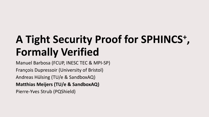 a tight security proof for sphincs formally n.w