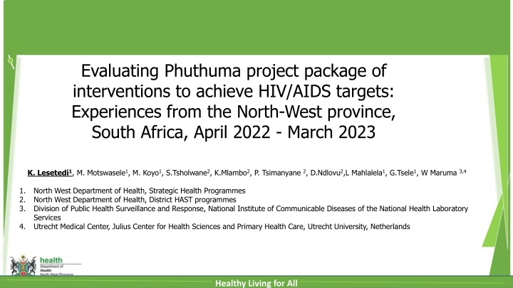 evaluating phuthuma project package n.w