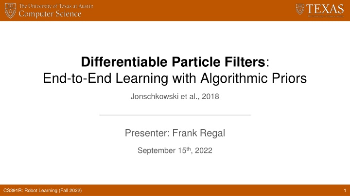 differentiable particle filters n.w
