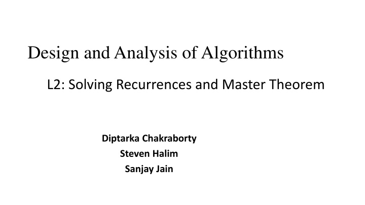 design and analysis of algorithms n.w