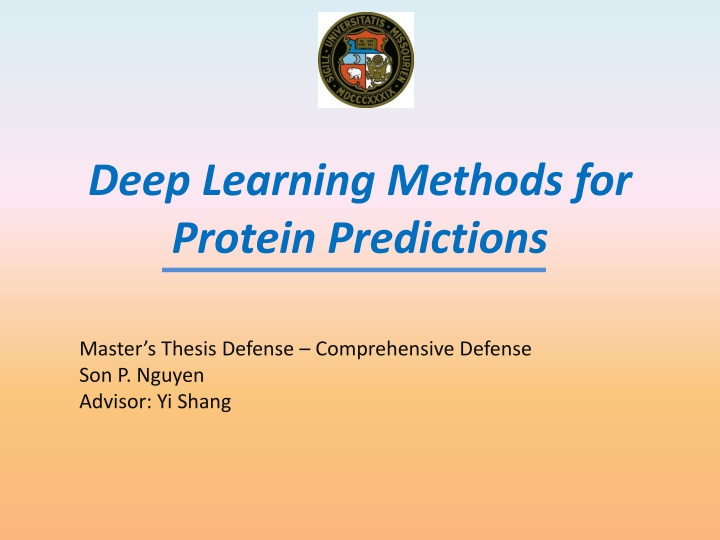 deep learning methods for protein predictions n.w