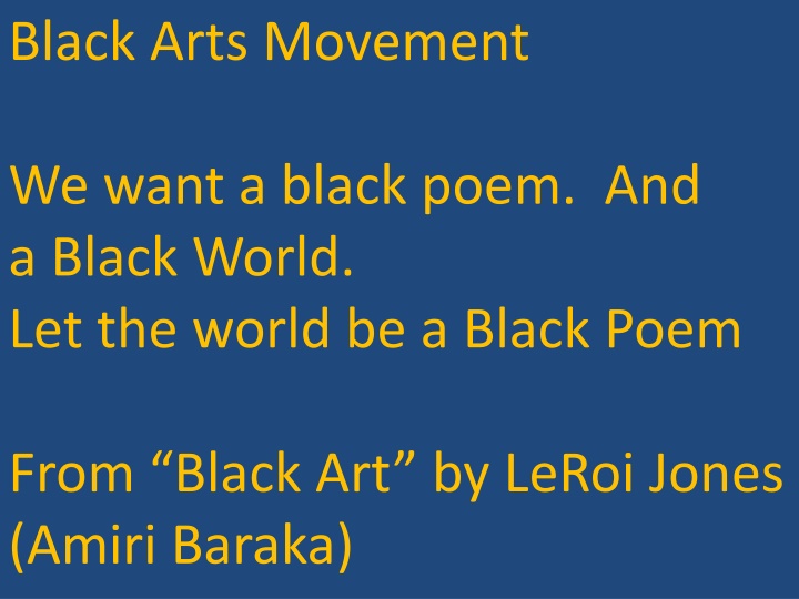 black arts movement n.w