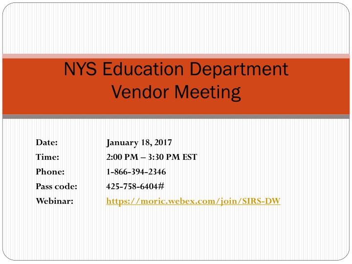 Vendor Meeting Agenda and Feedback