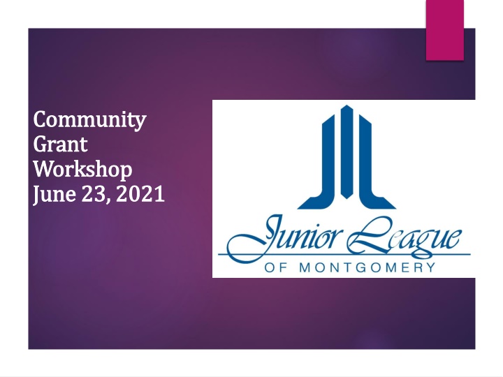 Community Grant Workshop on June 23, 2021
