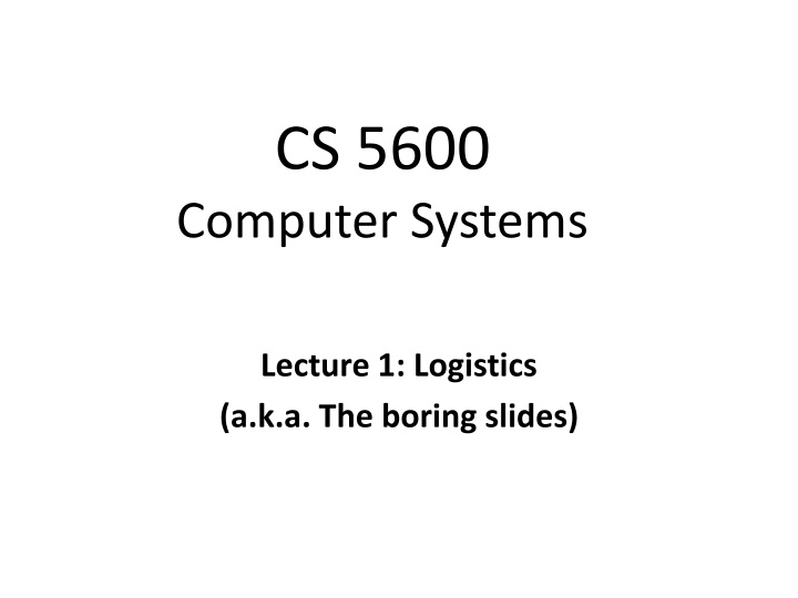 cs 5600 computer systems n.w
