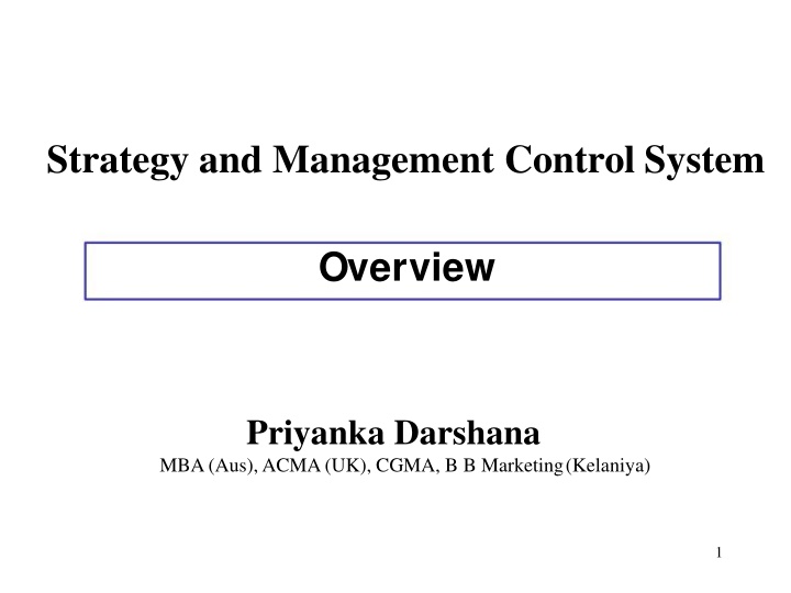 strategy and management control system n.w