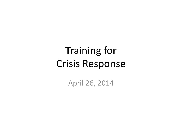 training for crisis response n.w