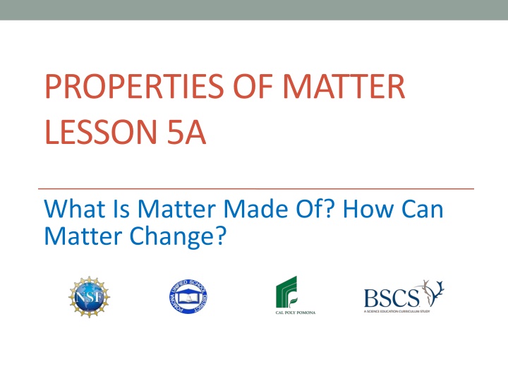 properties of matter lesson 5a n.w