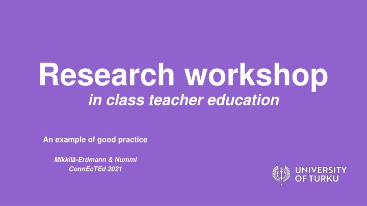 research workshop in class teacher education n.w