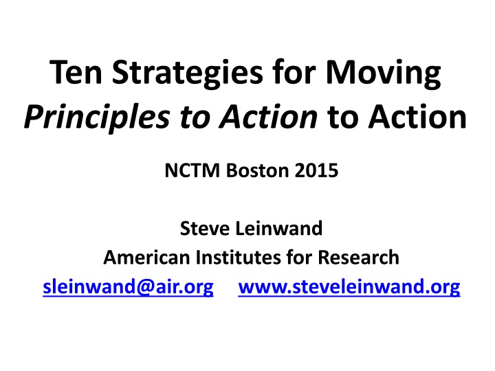 ten strategies for moving principles to action n.w
