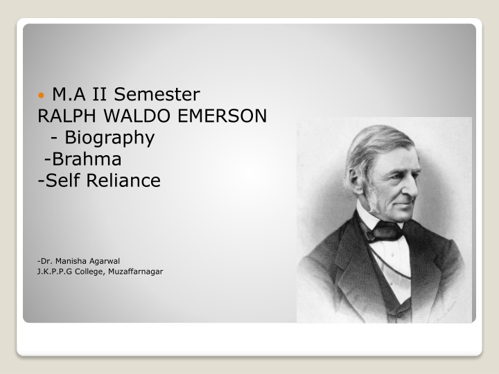 m a ii semester ralph waldo emerson biography n.w