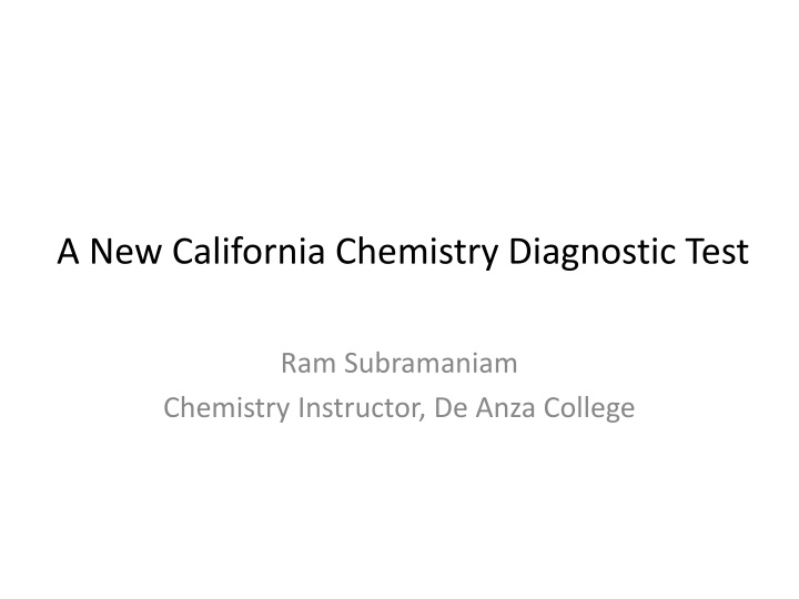 a new california chemistry diagnostic test n.w