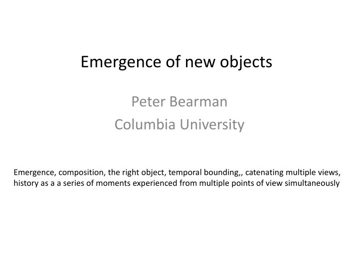 emergence of new objects n.w