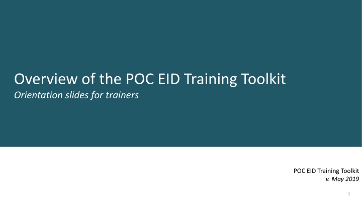 overview of the poc eid training toolkit n.w