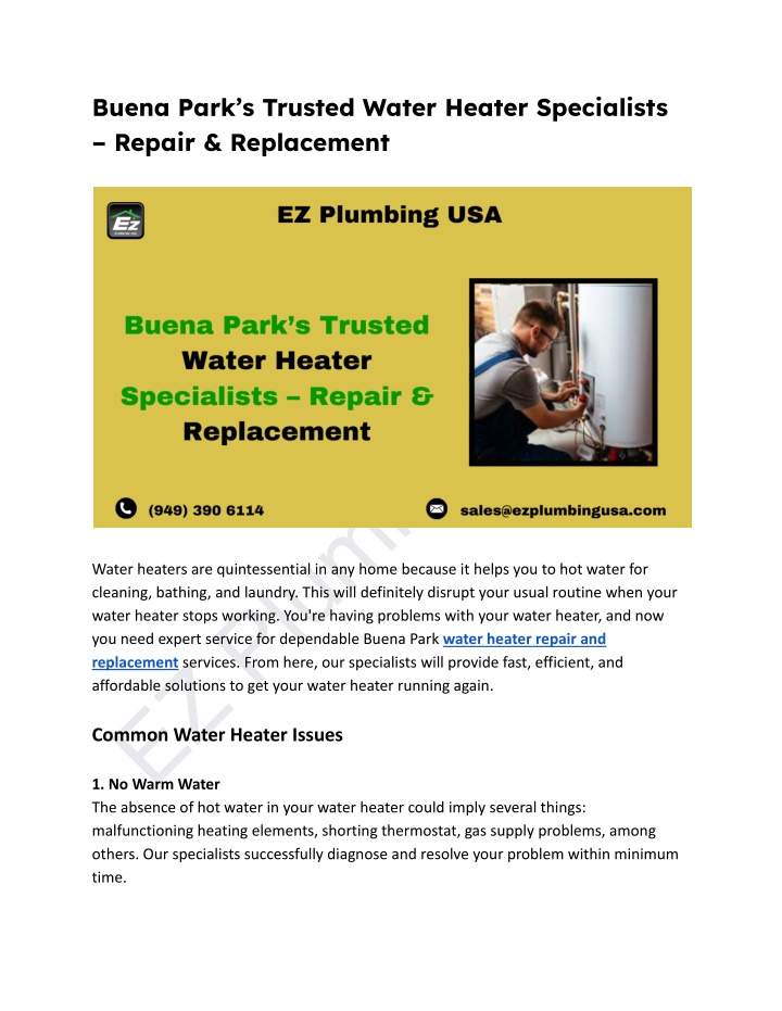 buena park s trusted water heater specialists n.w