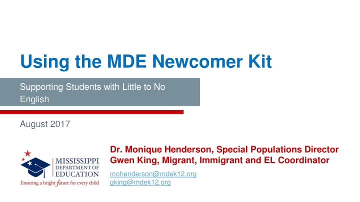 using the mde newcomer kit n.w