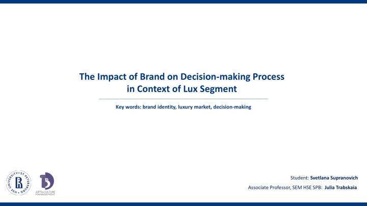 the impact of brand on decision making process n.w