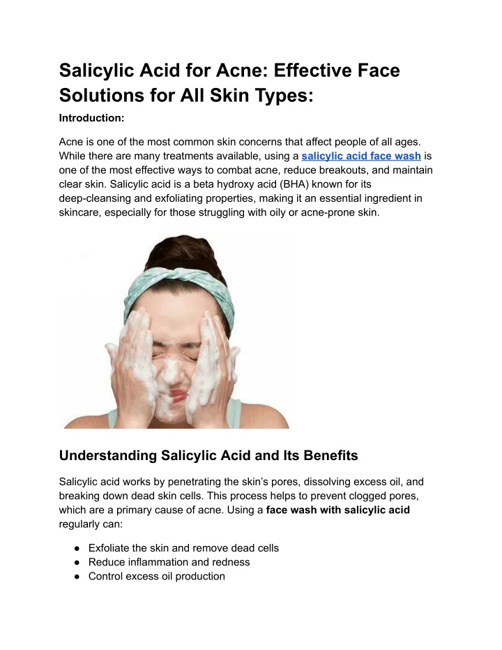 salicylic acid for acne effective face solutions n.w