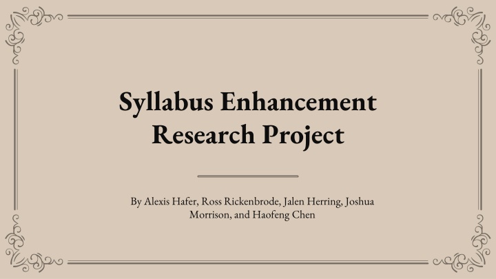 syllabus enhancement research project n.w