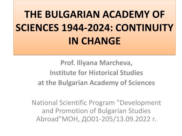 the bulgarian academy of sciences 1944 2024 n.w