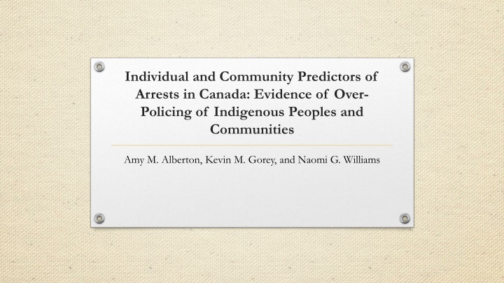individual and community predictors of arrests n.w