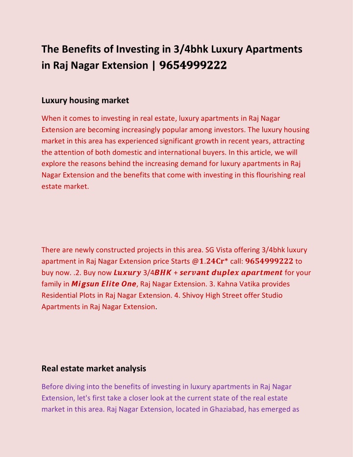 the benefits of investing in 3 4bhk luxury n.w