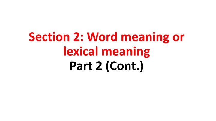 section 2 word meaning or lexical meaning part n.w