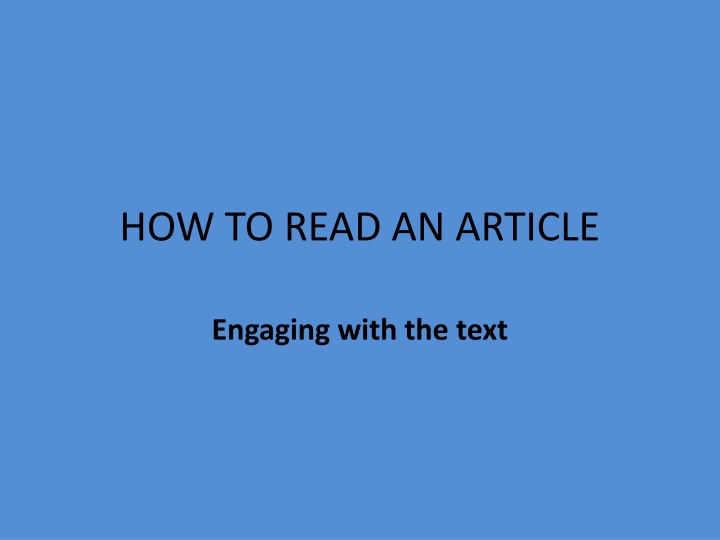 how to read an article n.w