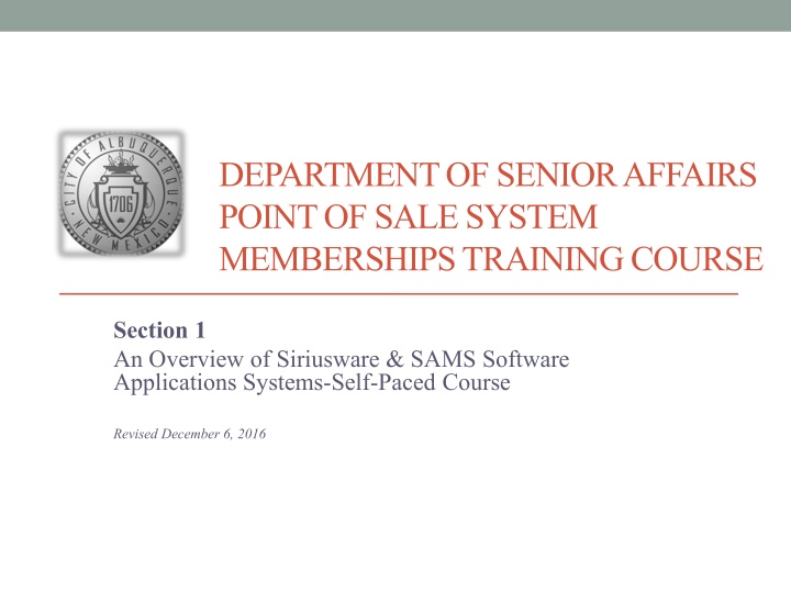 department of senior affairs point of sale system n.w