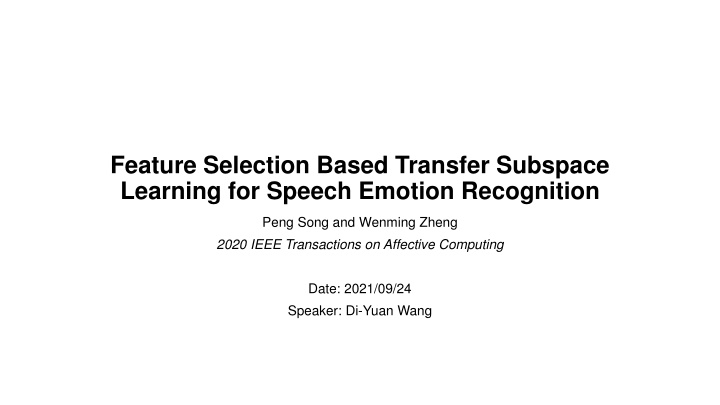 feature selection based transfer subspace n.w
